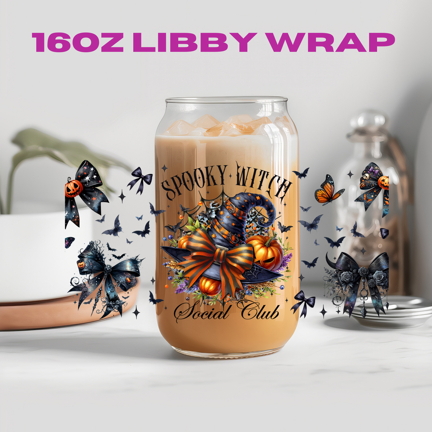 Halloween Spooky Witch Club Collection - 16 oz / 20 oz Libby UV DTF Wrap