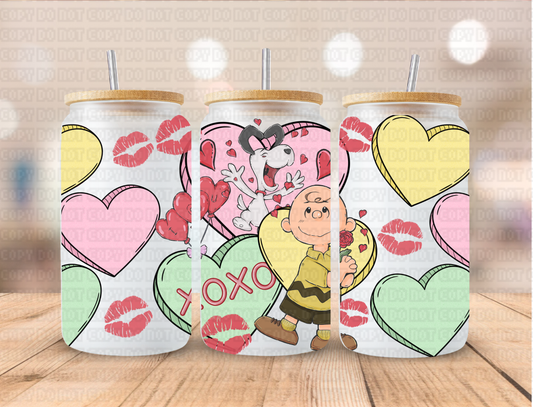 Valentines Peanuts Dog - 16 oz / 20 oz Libby UV DTF Wrap