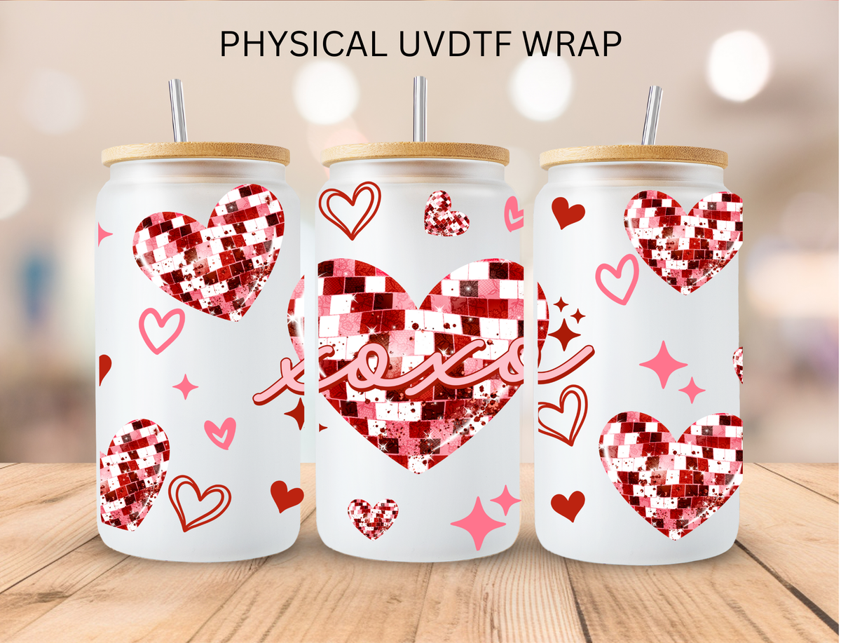 Valentine XOXO Diamond Hearts - 16 oz / 20 oz Libby UV DTF