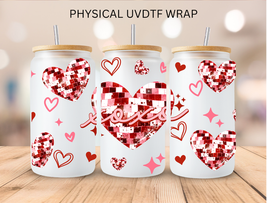 Valentine XOXO Diamond Hearts - 16 oz / 20 oz Libby UV DTF