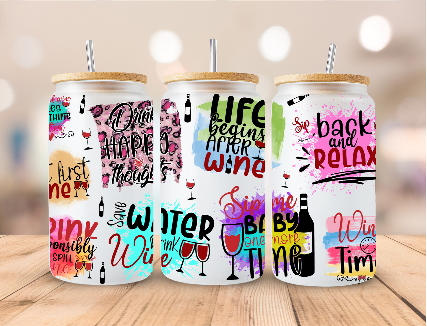 Wine Sayings - 16 oz / 20 oz Libby UV DTF Wrap