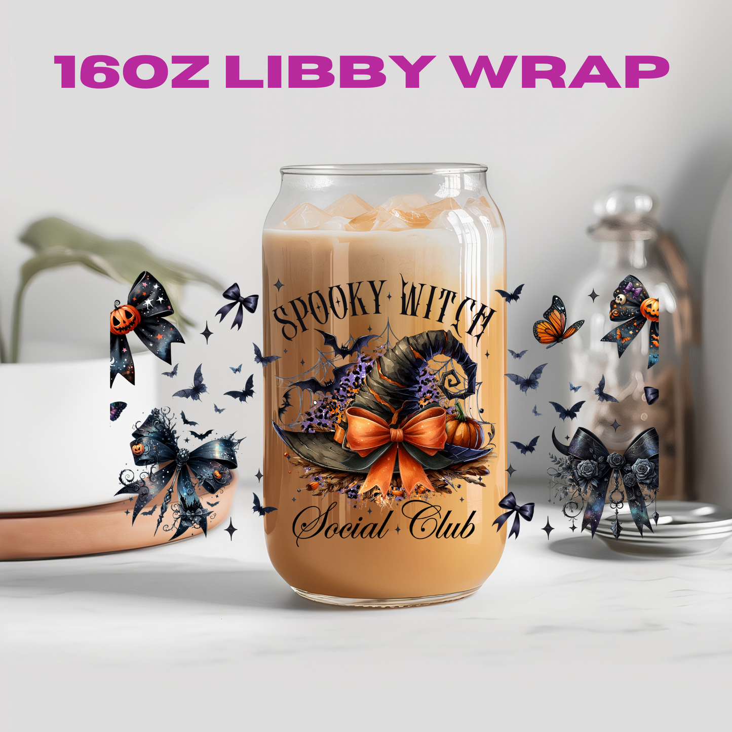 Halloween Spooky Witch Club Collection - 16 oz / 20 oz Libby UV DTF Wrap