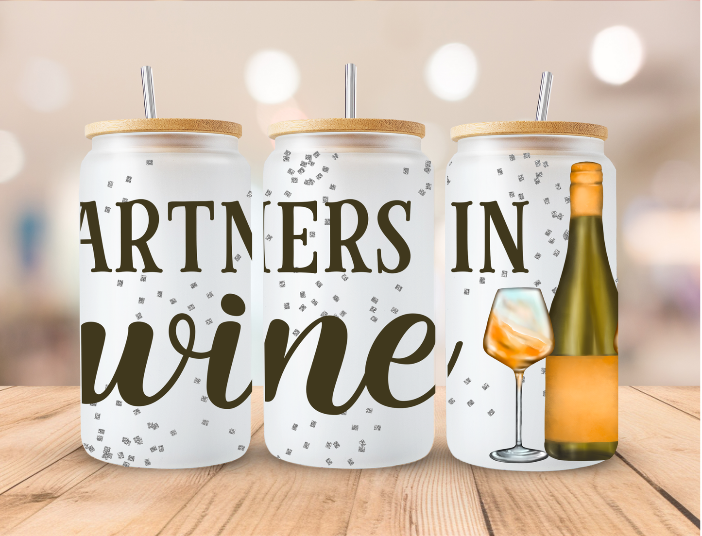 Partners In Wine - 16 oz / 20 oz Libby UV DTF Wrap