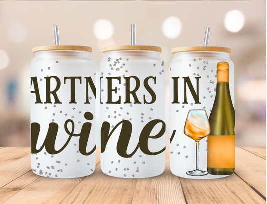 Partners In Wine - 16 oz / 20 oz Libby UV DTF Wrap