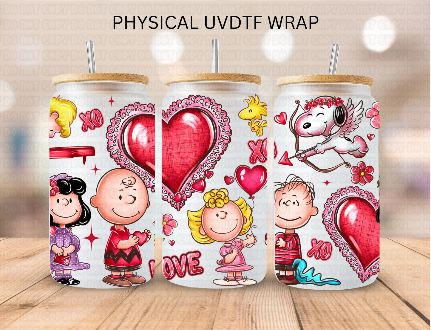 Valentines Snoop White Dog - 16 oz / 20 oz Libby UV DTF Wrap