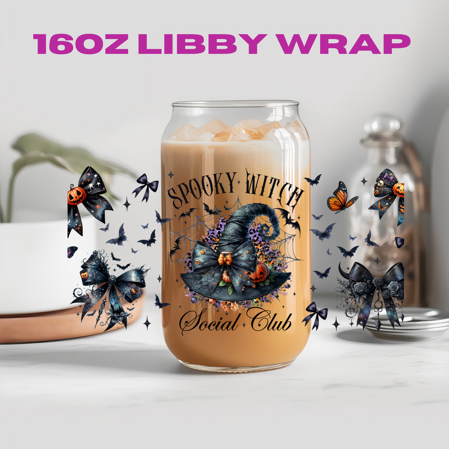 Halloween Spooky Witch Club Collection - 16 oz / 20 oz Libby UV DTF Wrap