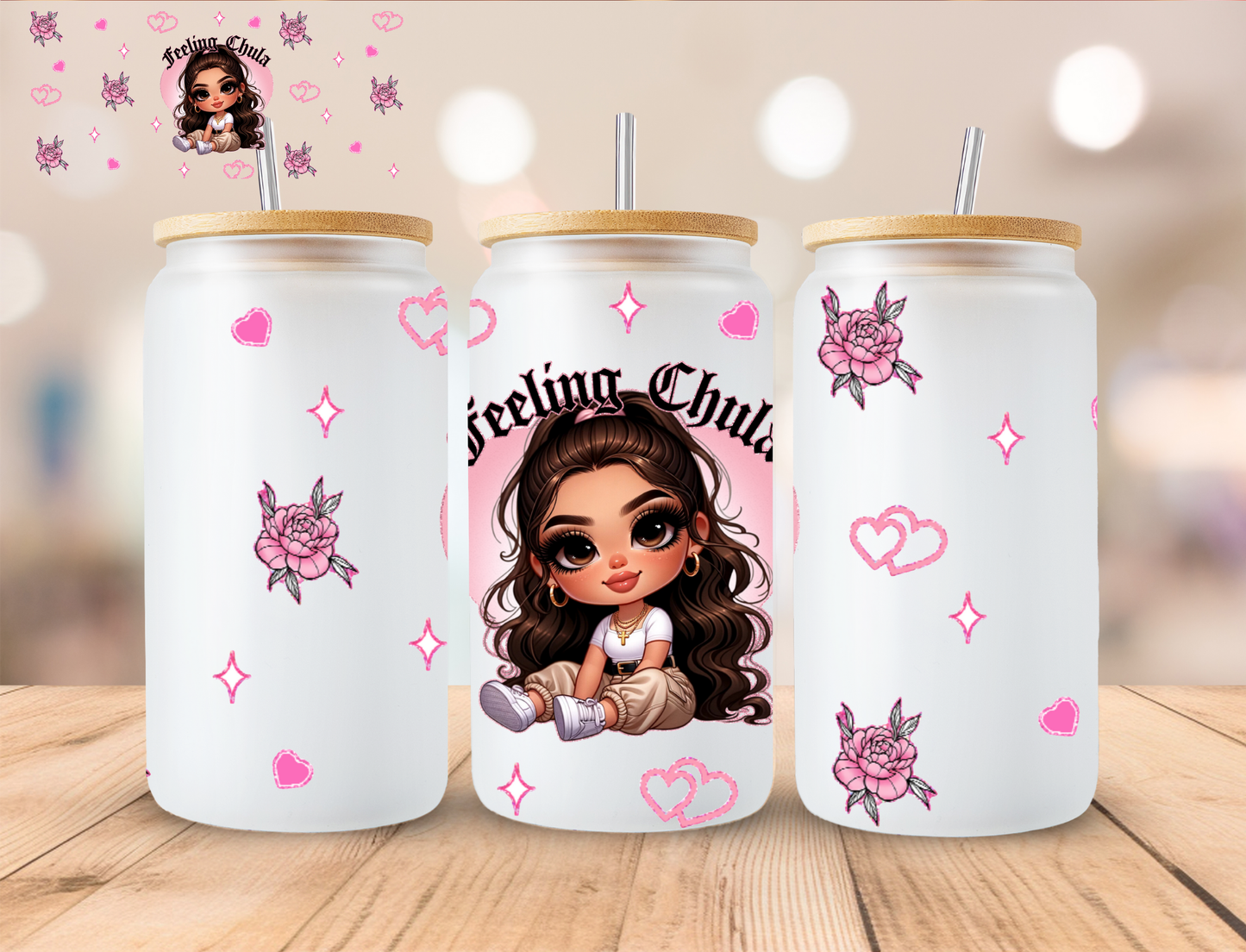 Pink Feeling Chula - 16 oz / 20 oz Libby UV DTF Wrap