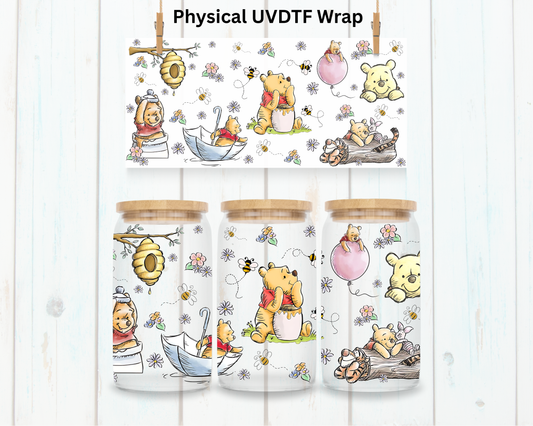 Watercolor Yellow Bear - 16 oz / 20 oz Libby UV DTF