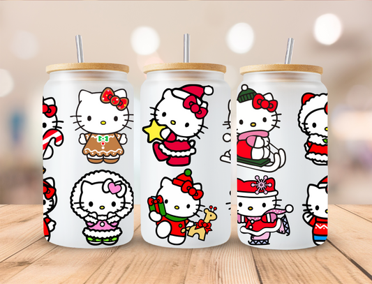 Christmas Kitty's- 16oz Libby UV DTF Wrap