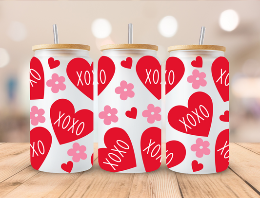 Valentines XOXO Hearts - 16 oz / 20 oz Libby UV DTF Wrap
