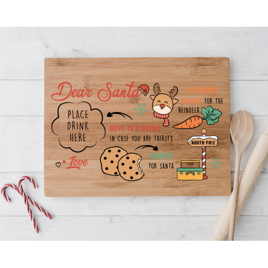 UV DTF Santa Trays Decal Multiple Sizes Multi-Colored Reindeer Dear Santa