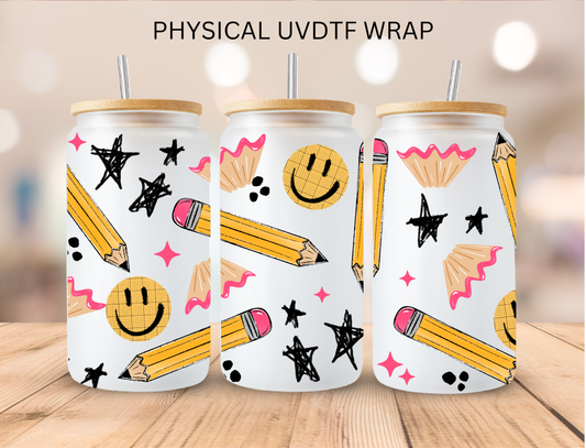 School Pencils - 16 oz / 20 oz Libby UV DTF Wrap