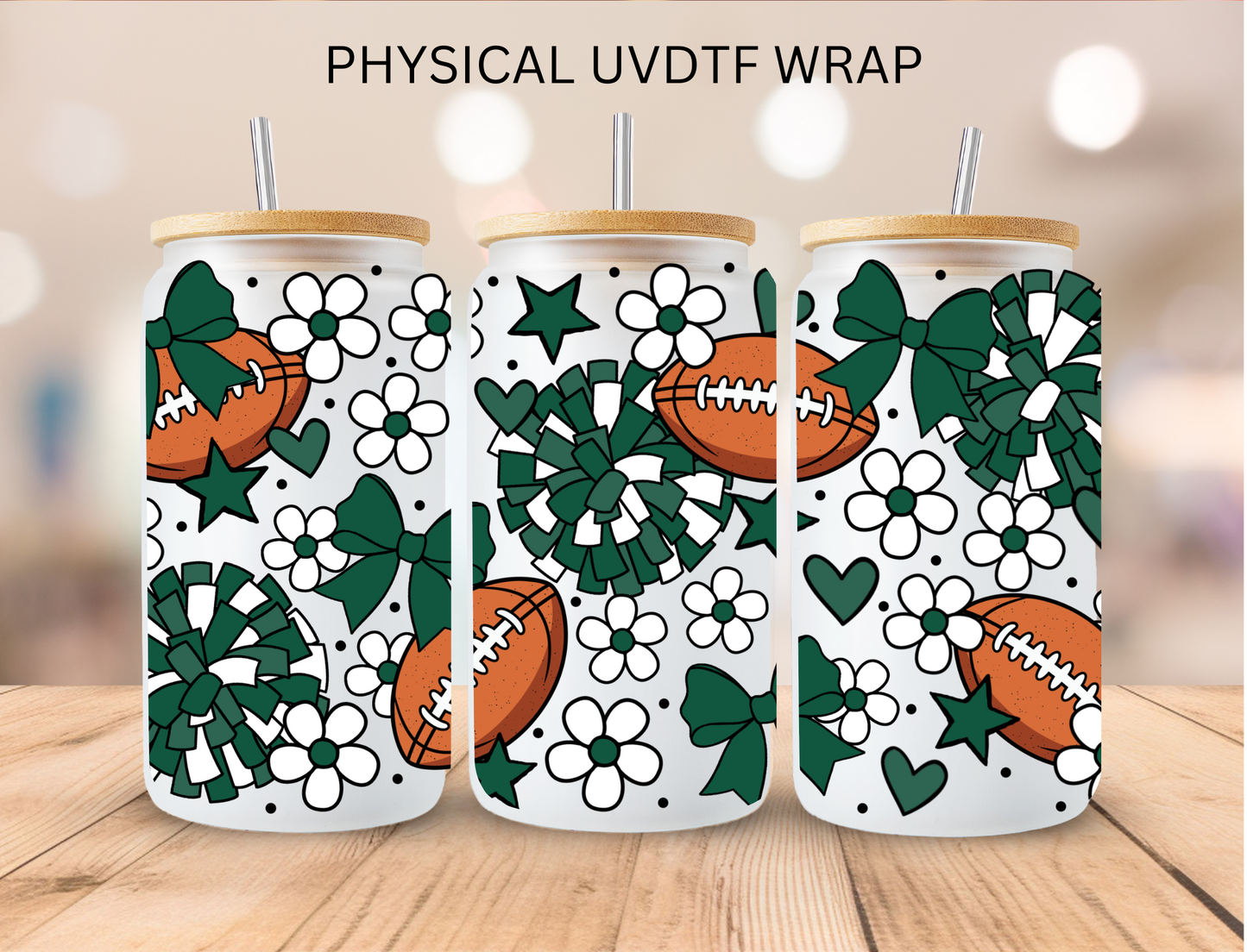 Football Cheerleading (Green) - 16 oz / 20 oz Libby UV DTF