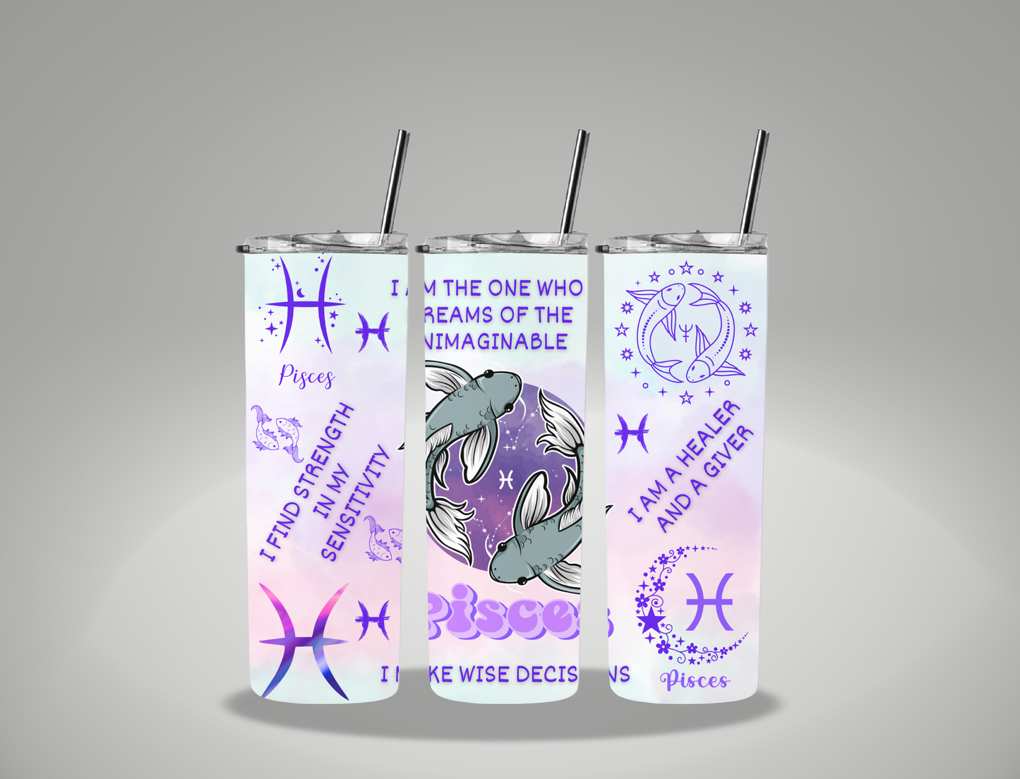 Pisces (2) - 20oz Skinny Tumbler / 25 Oz Glass Tumbler Wrap EXCLUSIVE