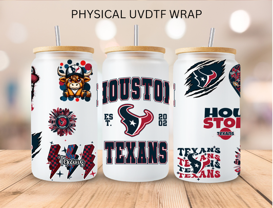 Texans NFL Team - 16 oz / 20 oz Libby UV DTF Wrap