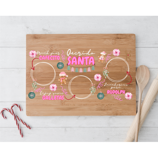 UV DTF Querido Pink Santa Trays White Outline Decal Multiple Sizes Dear Santa