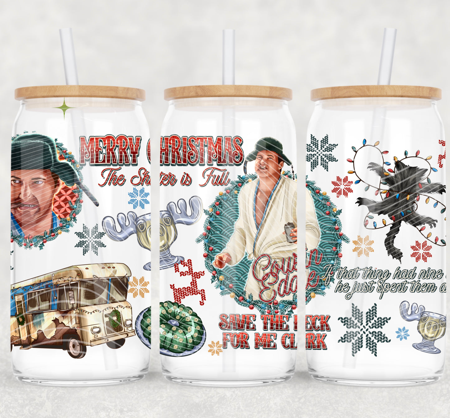Christmas Vacation Cousin Eddie - 16 oz / 20 oz Libby UV DTF Wrap