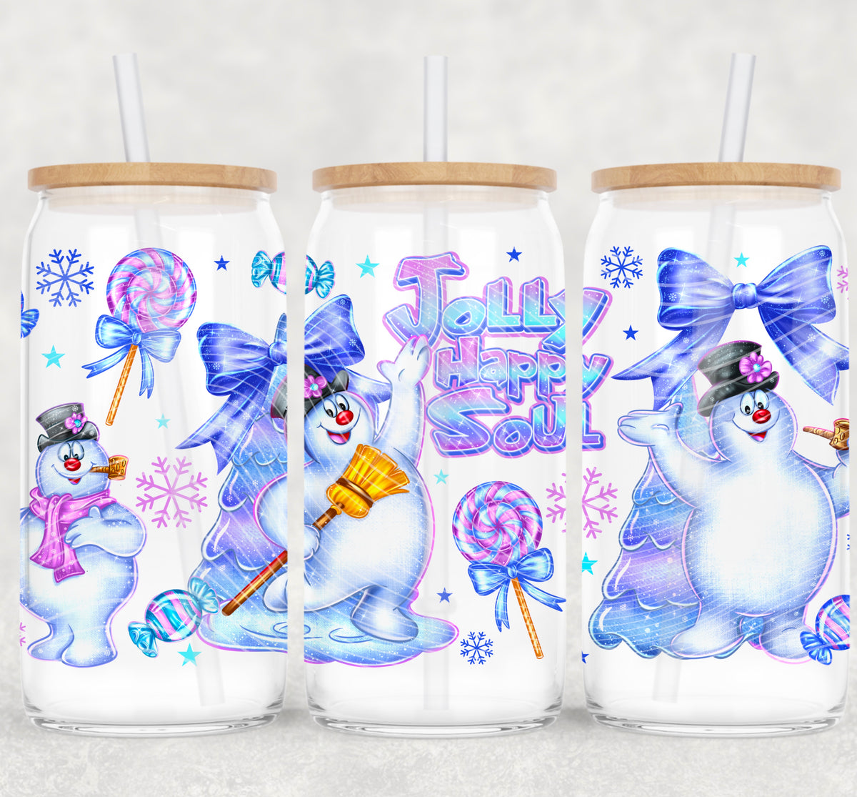 Christmas Frosty Jolly Happy Soul - 16 oz / 20 oz Libby UV DTF Wrap