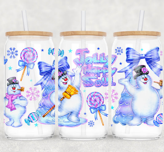 Christmas Frosty Jolly Happy Soul - 16 oz / 20 oz Libby UV DTF Wrap