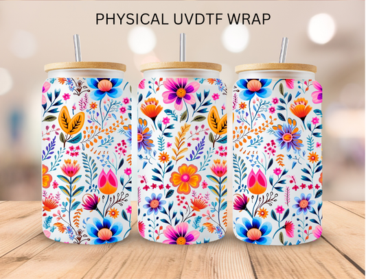 Vibrant Florals - 16 oz / 20 oz Libby UV DTF Wrap