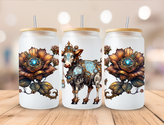 Steampunk Cow - 16 oz / 20 oz Libby UV DTF Wrap