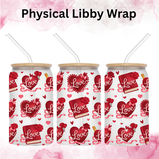 Valentines Day Love Book - 16 oz / 20 oz Libby UV DTF