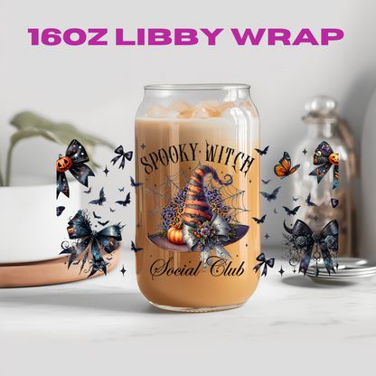 Halloween Spooky Witch Club Collection - 16 oz / 20 oz Libby UV DTF Wrap