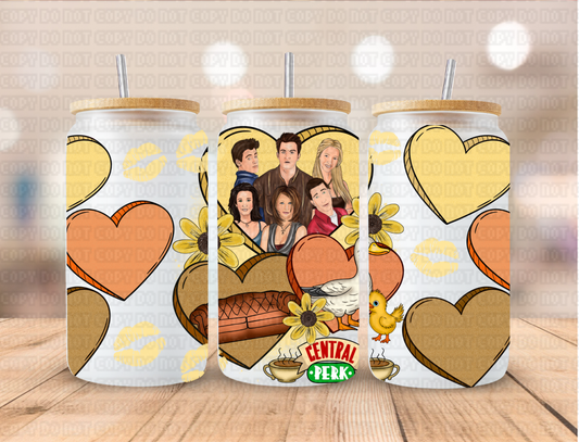 Valentines Friends Couch - 16 oz / 20 oz Libby UV DTF Wrap