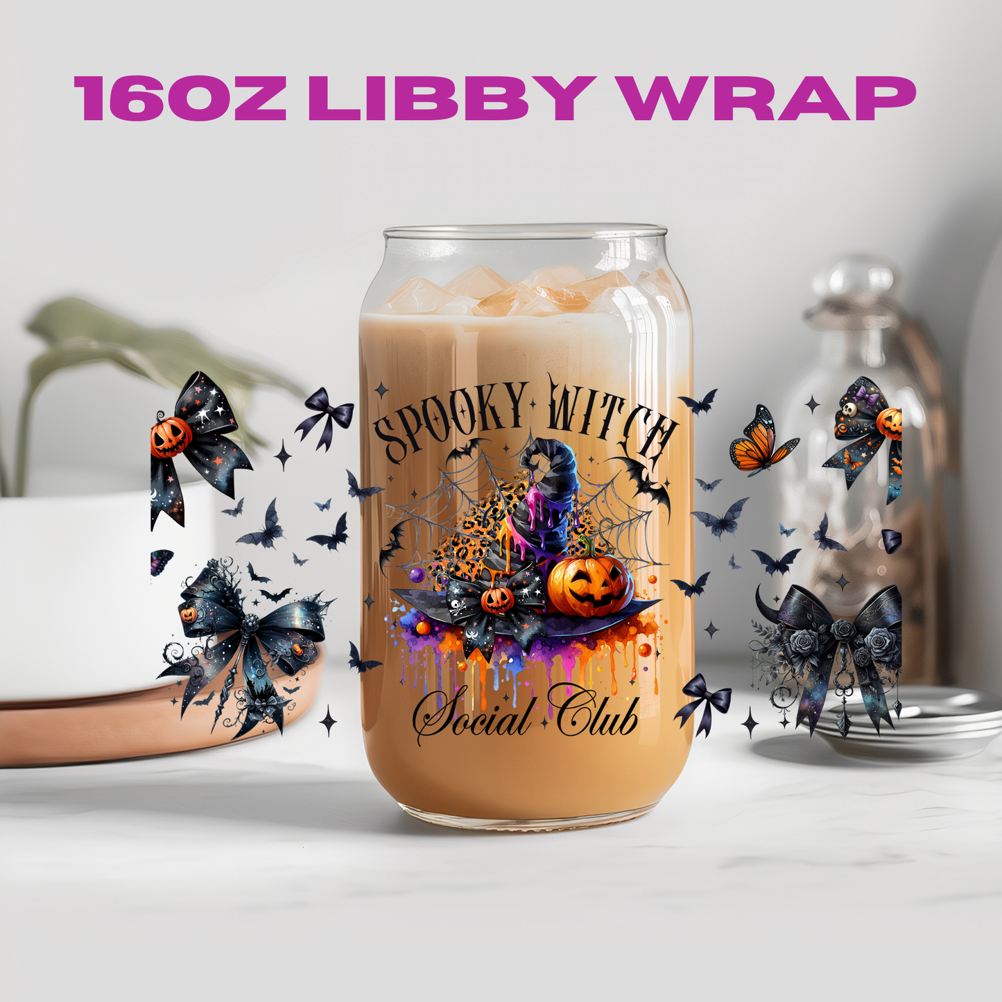 Halloween Spooky Witch Club Collection - 16 oz / 20 oz Libby UV DTF Wrap