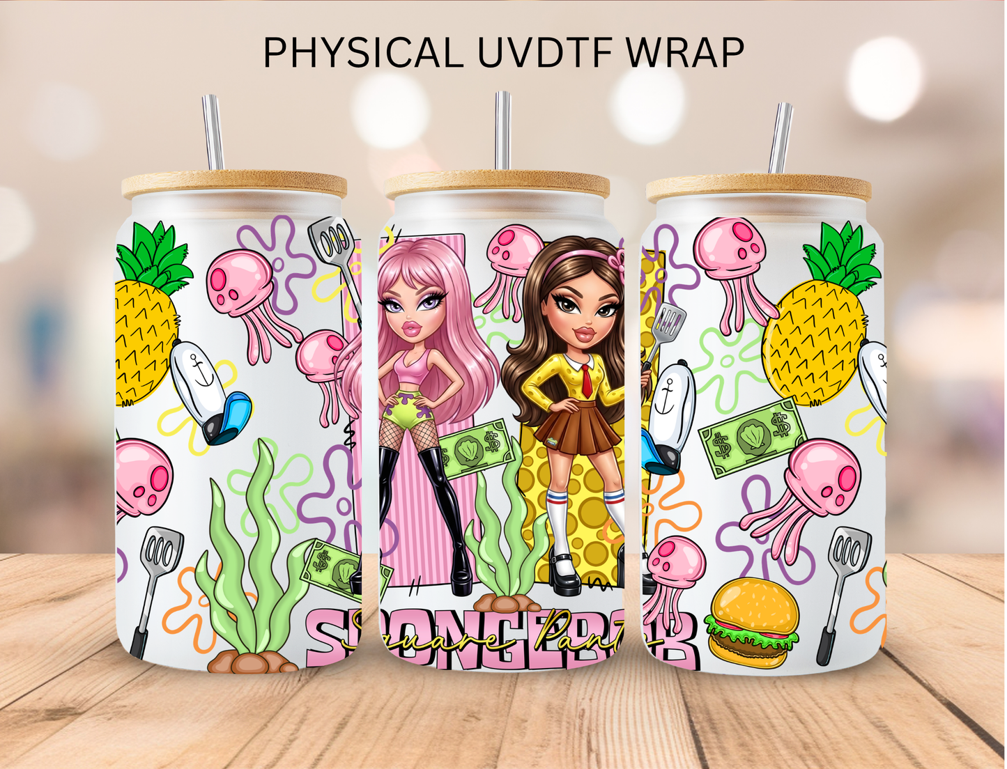 Bikini Bottom Dolls - 16 oz / 20 oz Libby UV DTF Wrap