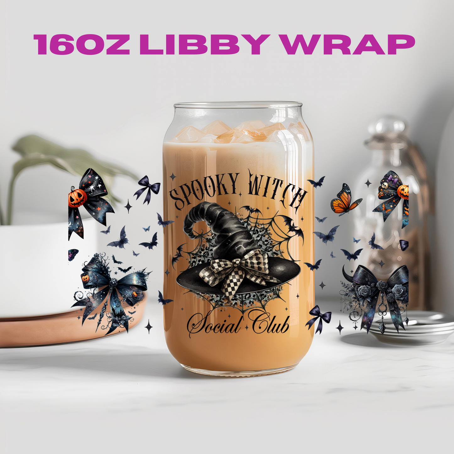 Halloween Spooky Witch Club Collection - 16 oz / 20 oz Libby UV DTF Wrap