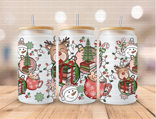 Christmas Reading Stack Of Books - 16 oz / 20 oz Libby UV DTF Wrap