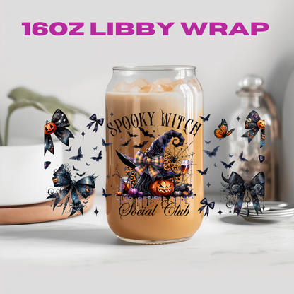 Halloween Spooky Witch Club Collection - 16 oz / 20 oz Libby UV DTF Wrap