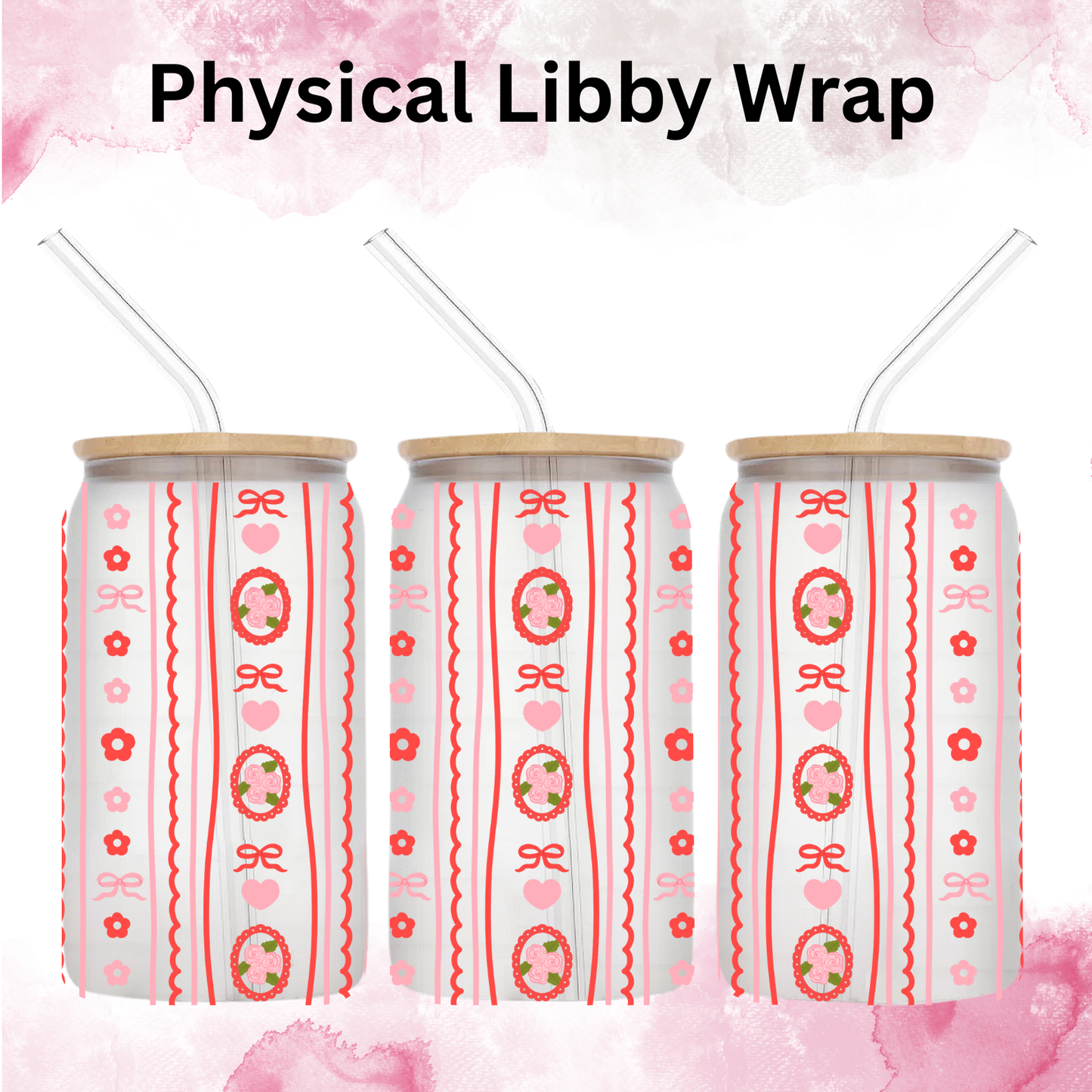 Valentines Day Stripe Print - 16 oz / 20 oz Libby UV DTF