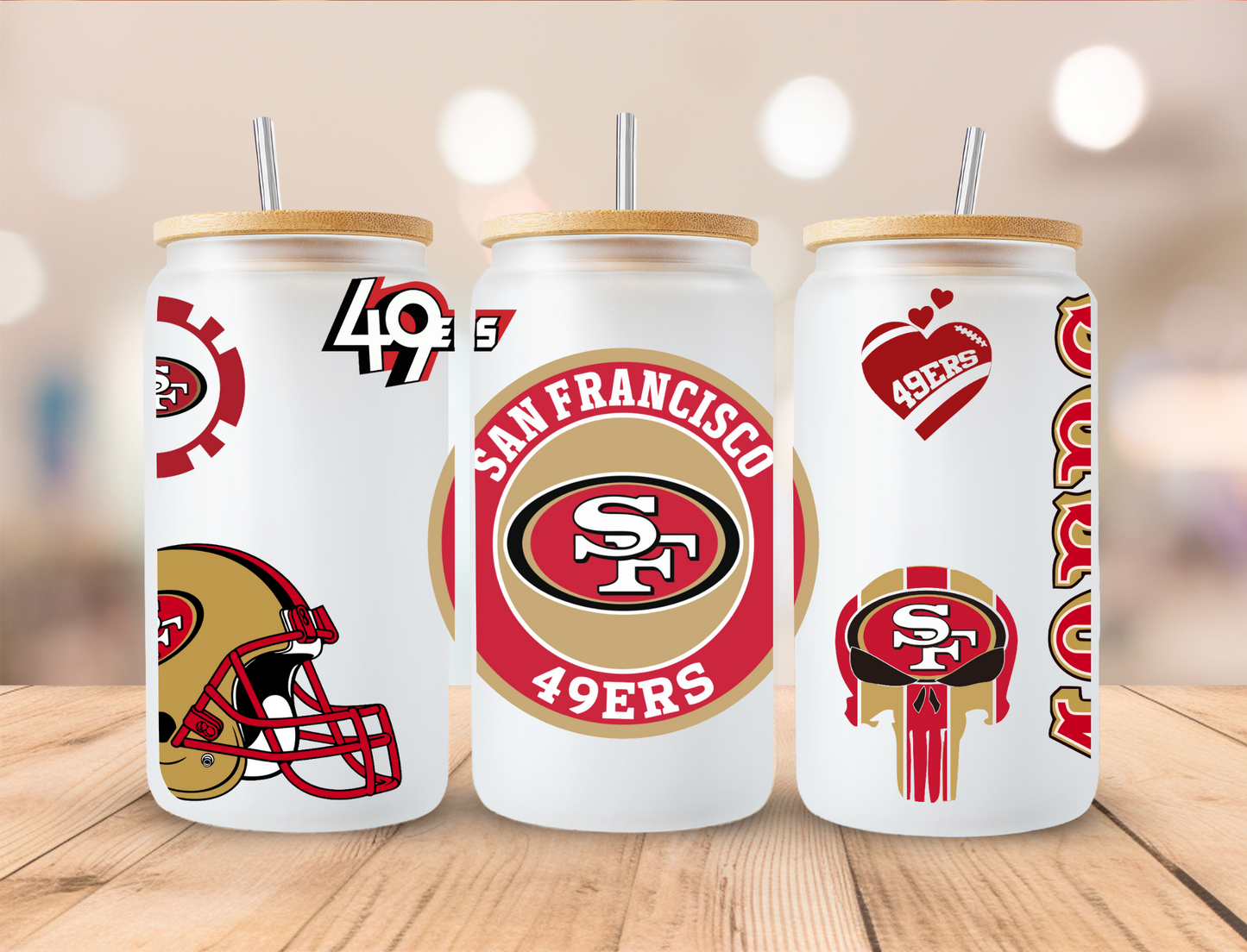 Football 49ers - 16oz Libby UV DTF Wrap