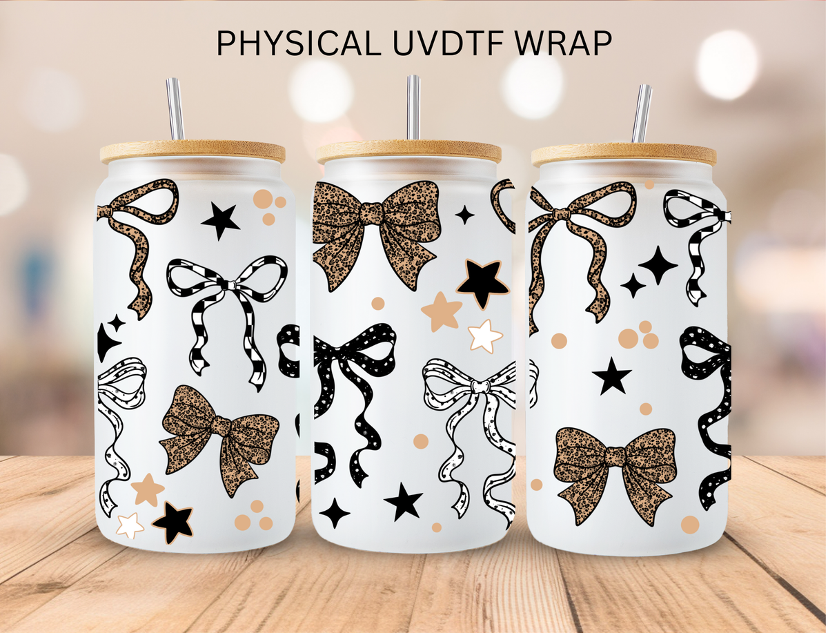 Brown White Black Bows - 16 oz / 20 oz Libby UV DTF