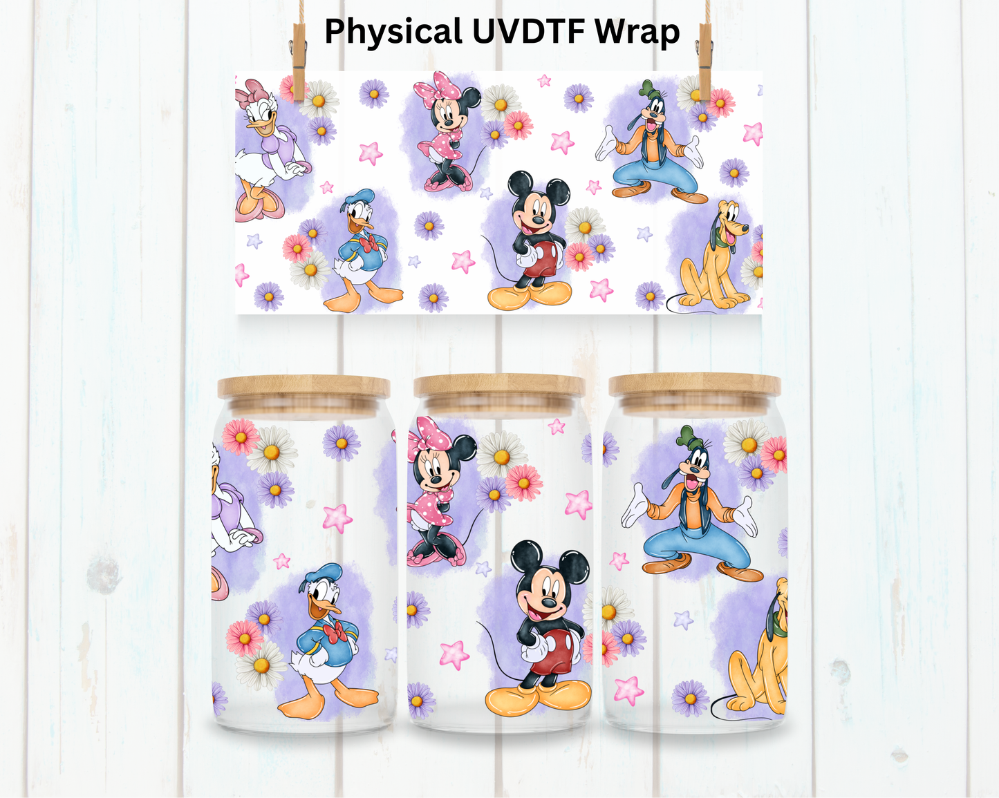 Watercolor Floral Mouse Friends - 16 oz / 20 oz Libby UV DTF