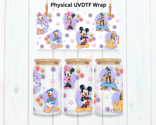 Watercolor Floral Mouse Friends - 16 oz / 20 oz Libby UV DTF