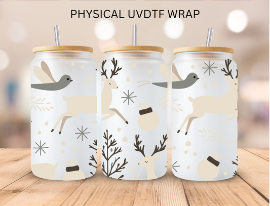 Christmas Deer - 16 oz / 20 oz Libby UV DTF Wrap