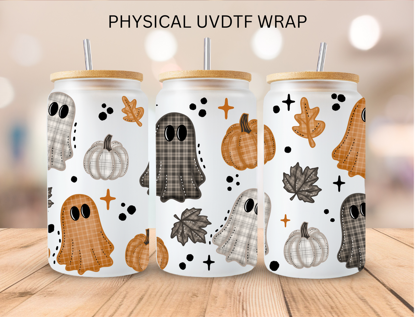 Halloween Fall Ghosts - 16 oz / 20 oz Libby UV DTF Wrap