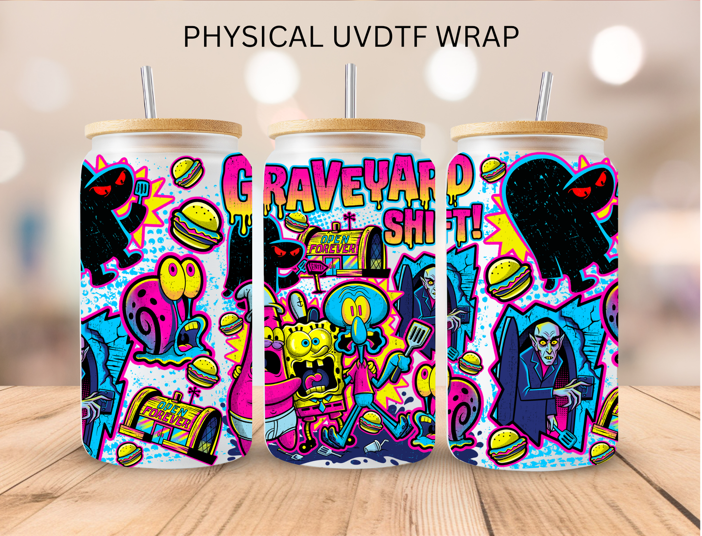 Sponge Graveyard Shifts - 16 oz / 20 oz Libby UV DTF Wrap