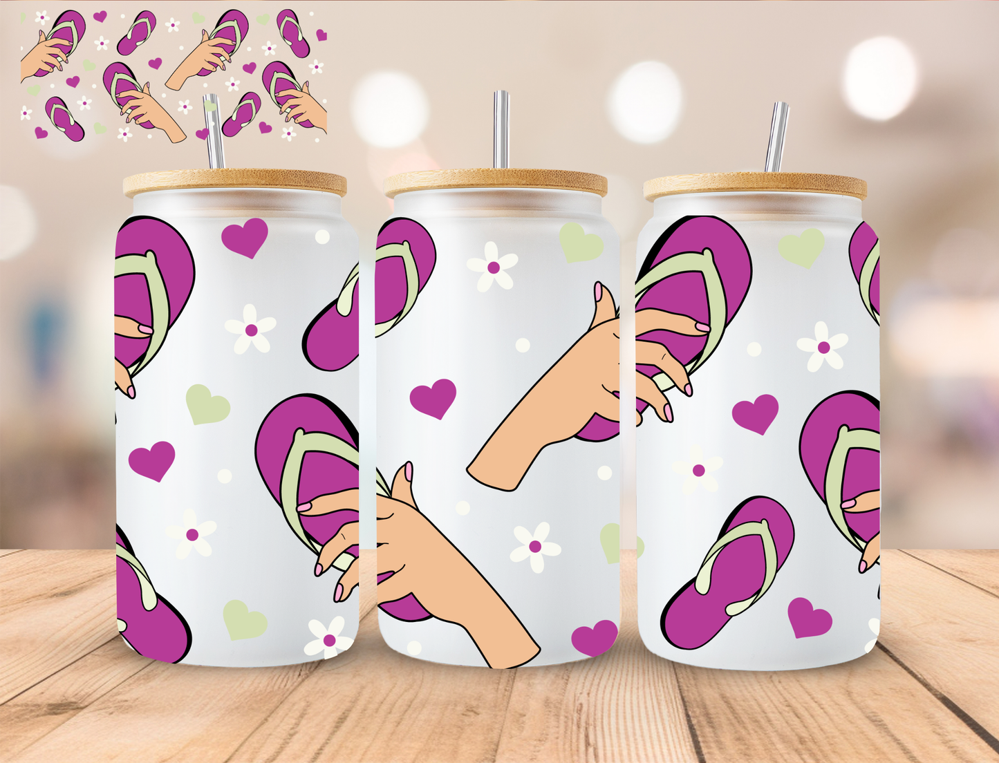 Purple Sandles - 16 oz / 20 oz Libby UV DTF Wrap