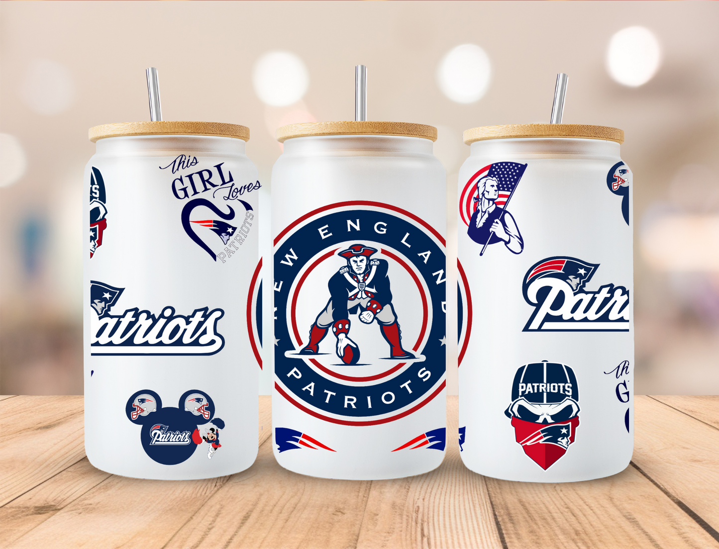 Football Patriots - 16oz Libby UV DTF Wrap