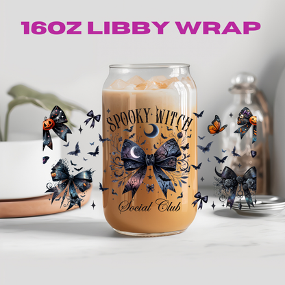 Halloween Spooky Witch Club Collection - 16 oz / 20 oz Libby UV DTF Wrap