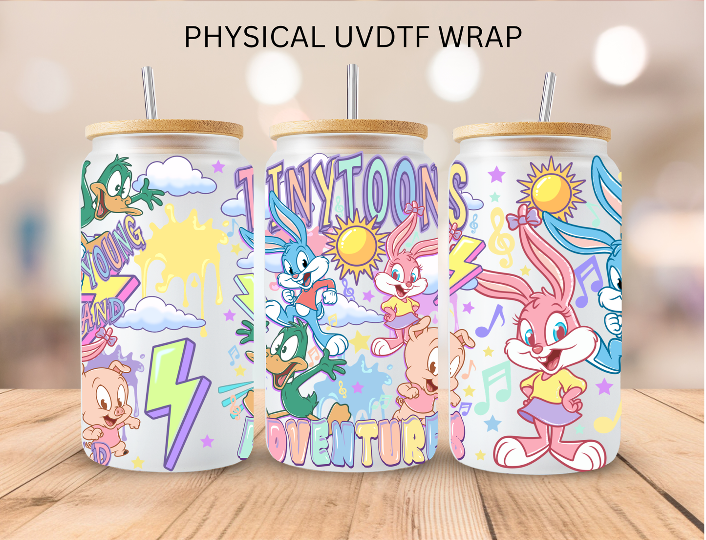 Pastel Tiny Toons - 16 oz / 20 oz Libby UV DTF Wrap