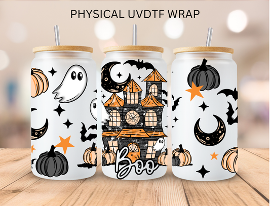 Halloween Haunted House - 16 oz / 20 oz Libby UV DTF Wrap