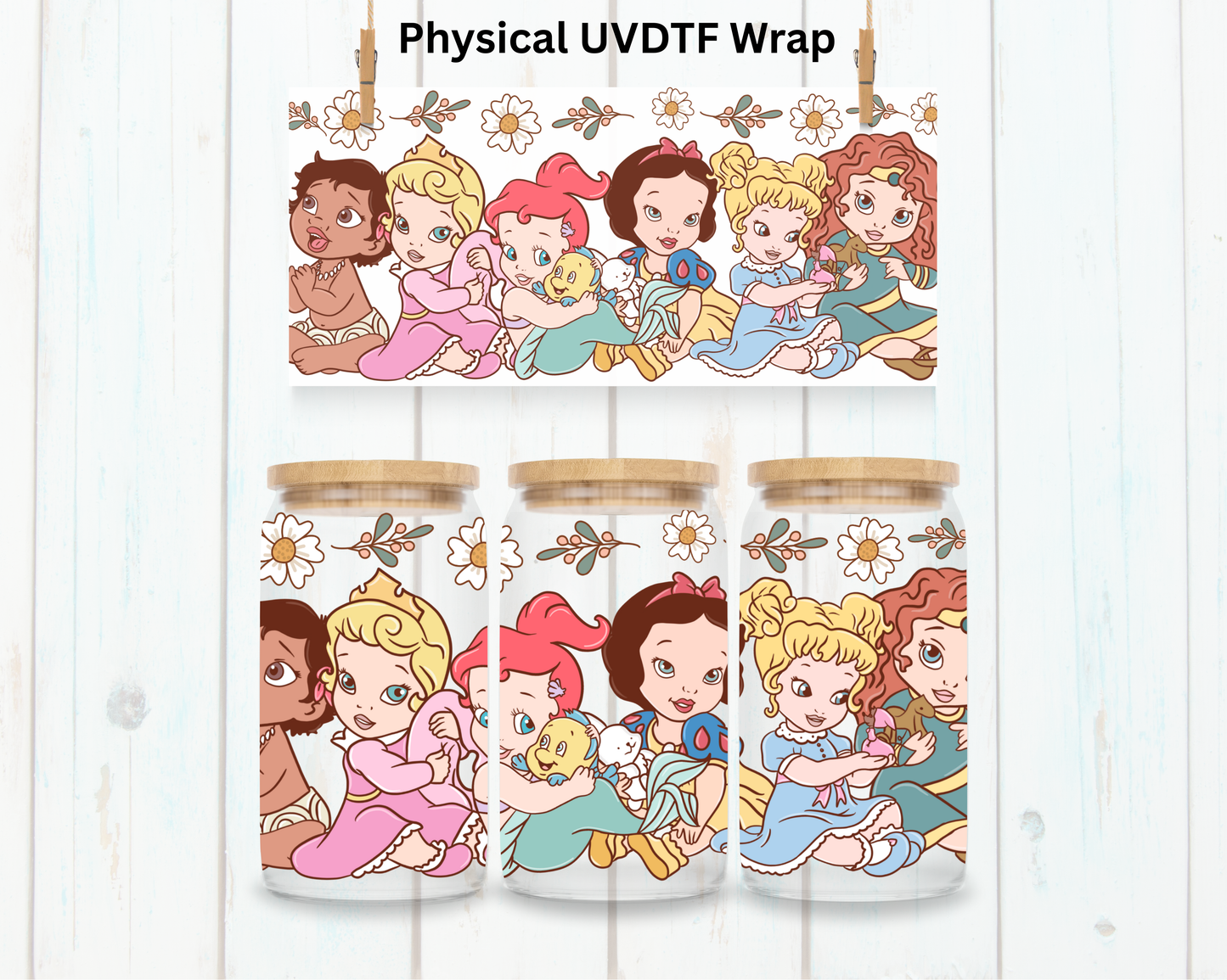 Watercolor Spring Floral Baby Princess - 16 oz / 20 oz Libby UV DTF