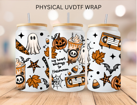 My Heart Belongs To Halloween - 16 oz / 20 oz Libby UV DTF Wrap