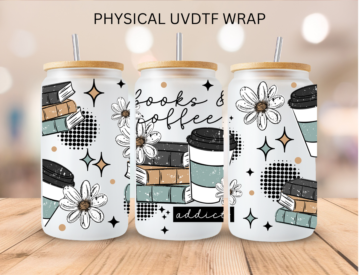Books and Coffee Addict - 16 oz / 20 oz Libby UV DTF
