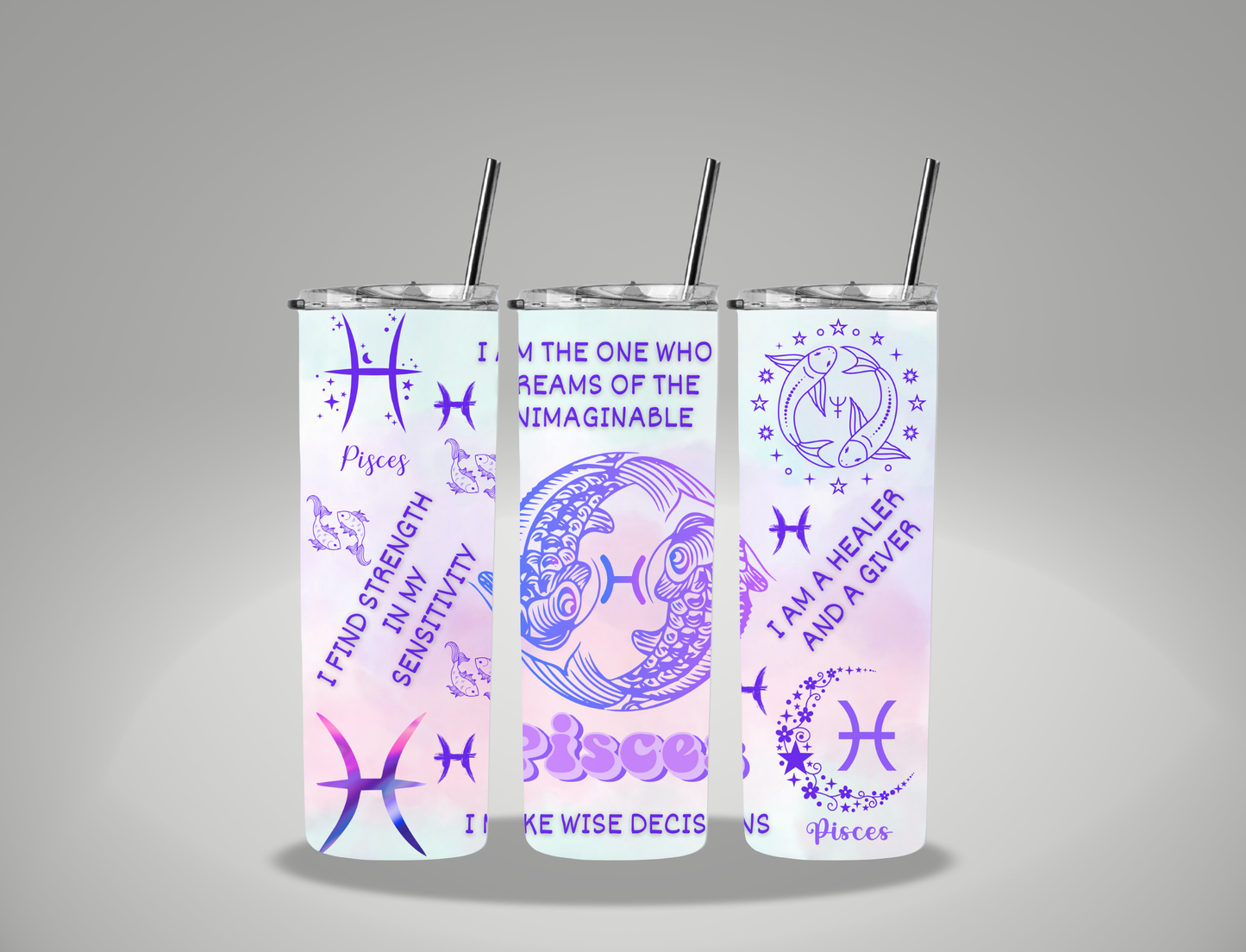 Pisces - 20oz Skinny Tumbler / 25 Oz Glass Tumbler Wrap EXCLUSIVE